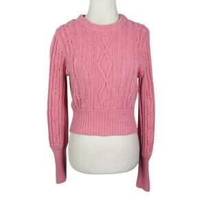 Urban Outfitters Pink Cable Knit Cotton Blend Crop Sweater S